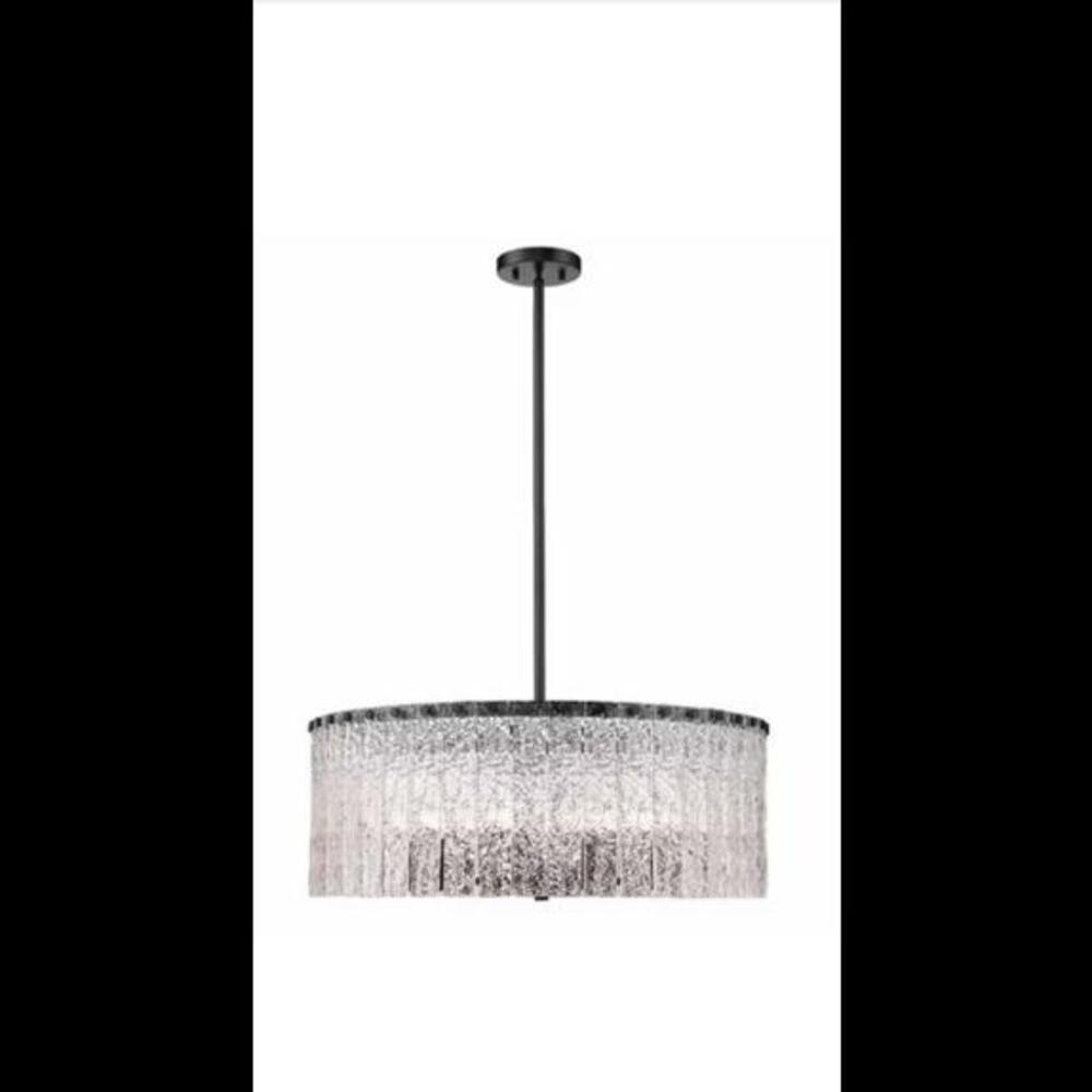 Z-Lite Glacier 10 Light Pendant, Chandelier Drum  Matte Black/Clear - 1943P26-MB